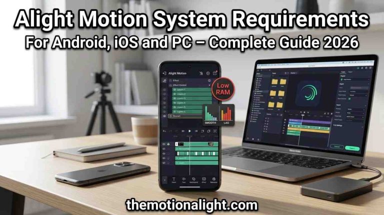 Alight Motion System Requirements For Android, iOS and PC - Complete Guide 2026 1 Alight Motion 2026 system requirements for Android, iOS, and PC.
