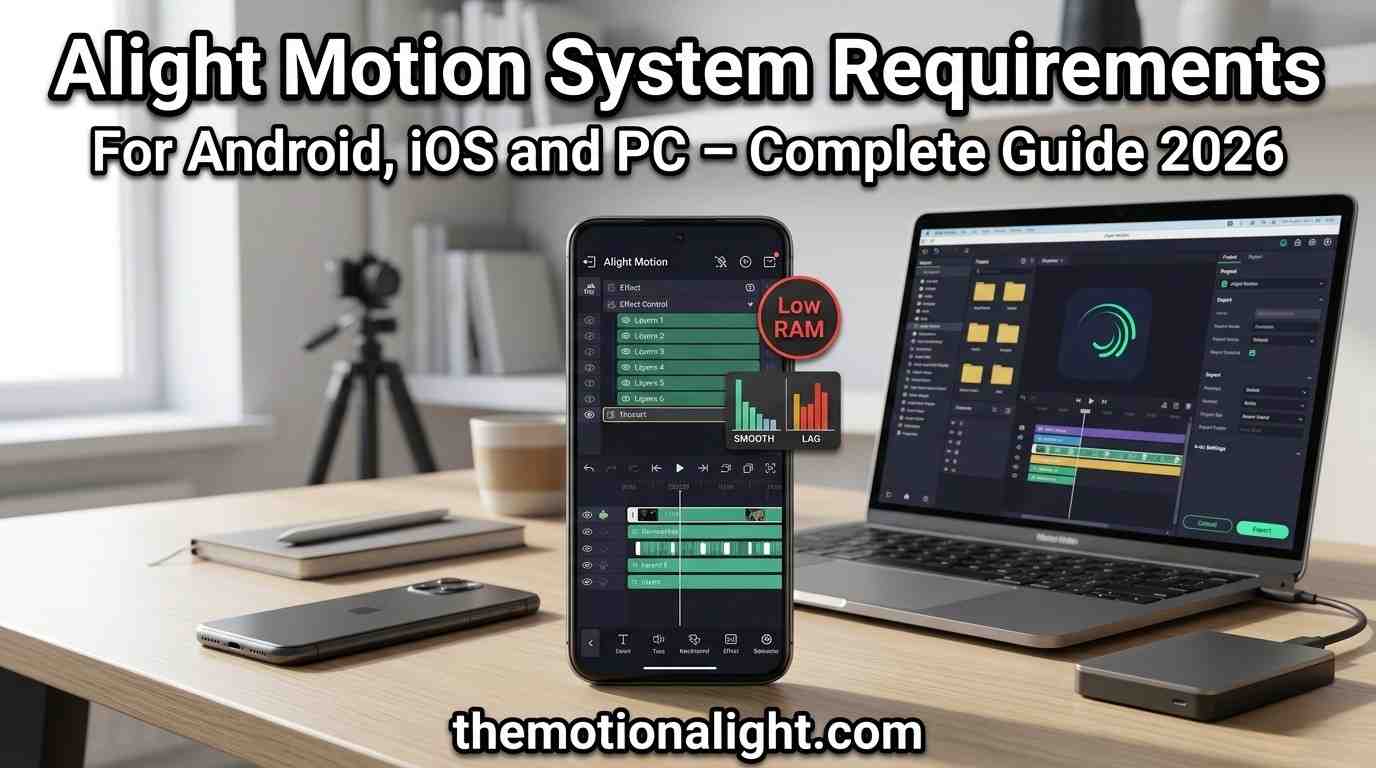 Alight Motion System Requirements For Android, iOS and PC - Complete Guide 2026 1 Alight Motion 2026 system requirements for Android, iOS, and PC.